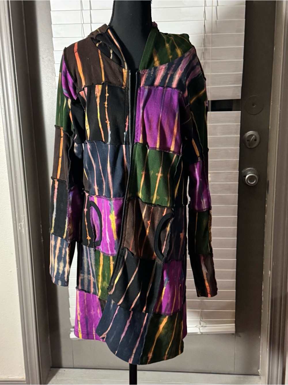 Greater Good Women's Hoodie Jacket
S/M Colorblock Patchwork Boho Distressed